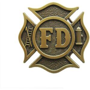 Men's Gold Imported Vintage Bronze Plated Fire Fighter Dept Hero Belt Buckle